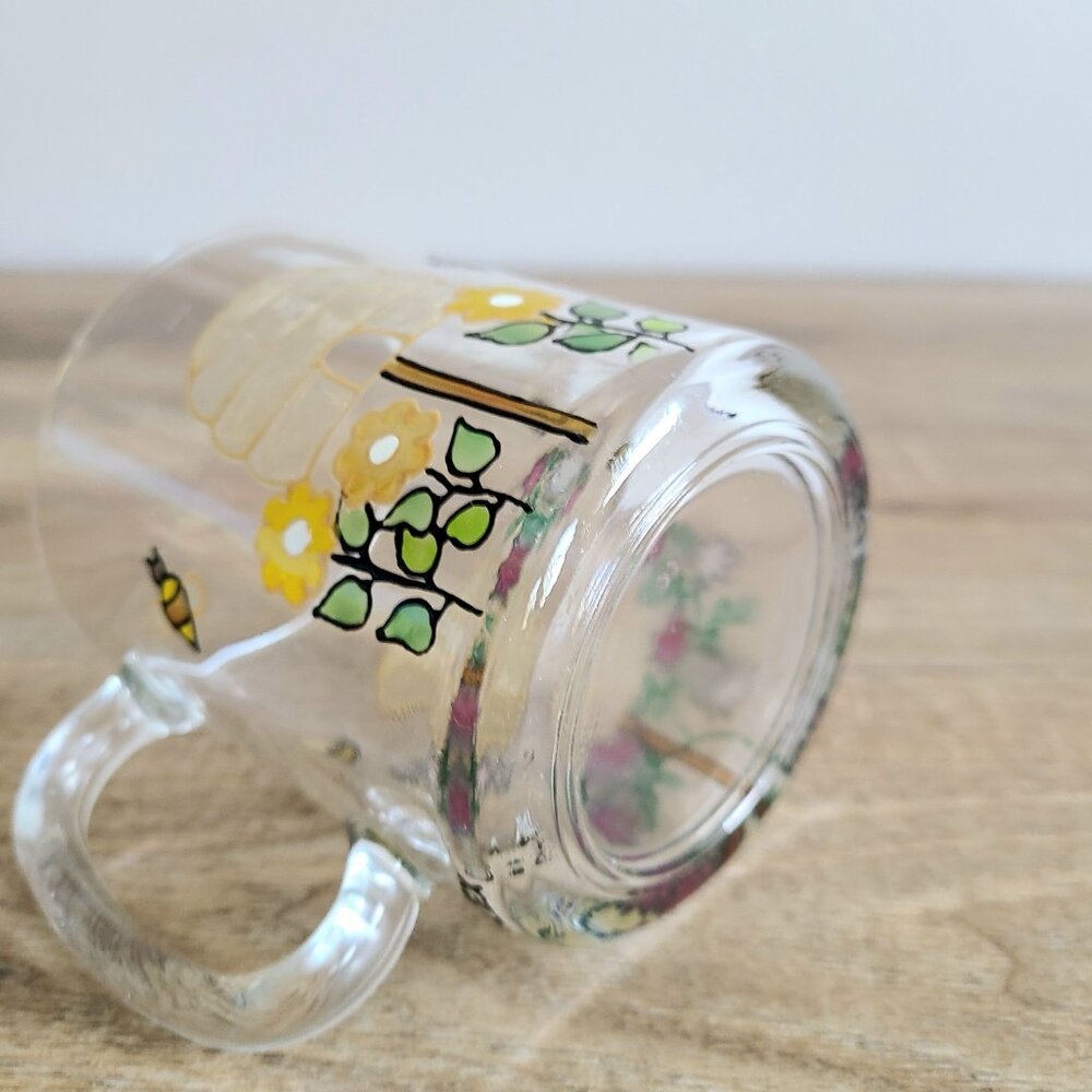 Made in France glass mug with bees design. - Picture 6 of 13